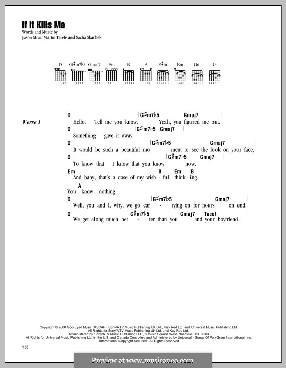 If It Kills Me: Lyrics and chords by Martin Terefe, Sacha Skarbek