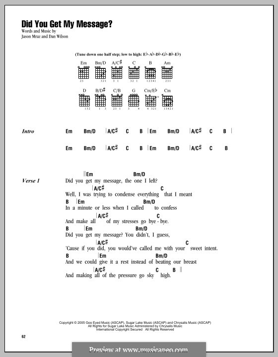 Did You Get My Message?: Lyrics and chords by Daniel Wilson