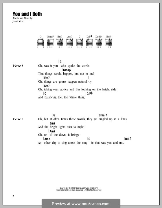 You and I Both: Lyrics and chords by Jason Mraz