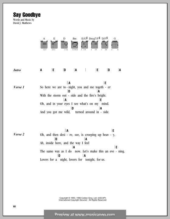 Say Goodbye (Dave Matthews Band): Lyrics and chords by David J. Matthews