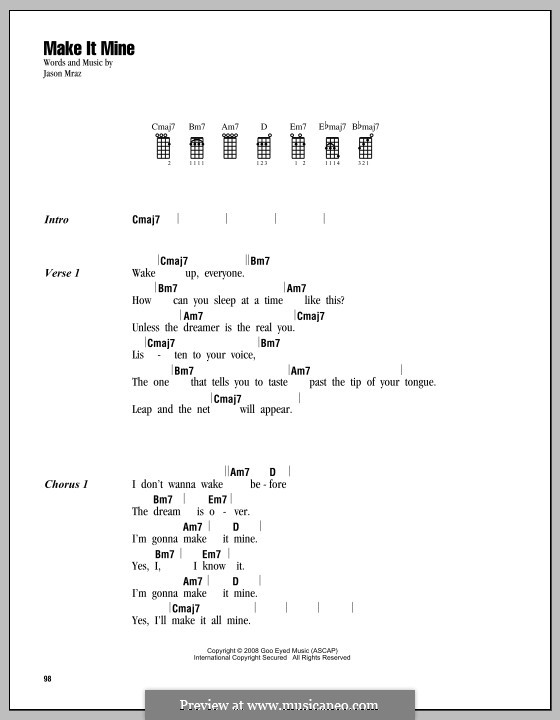 Make It Mine: For ukulele by Jason Mraz