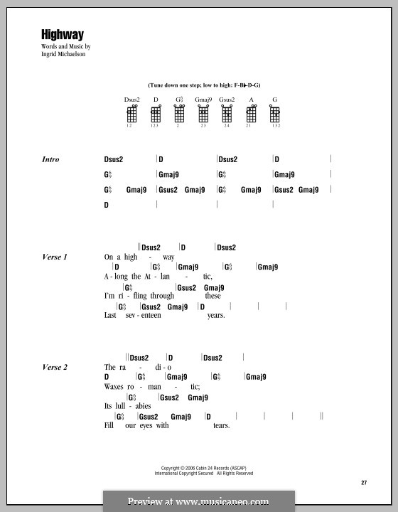 Highway: For ukulele by Ingrid Michaelson