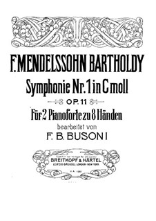 Symphony No.1 in C Minor, Op.11: Version for two pianos eight hands – piano I part by Felix Mendelssohn-Bartholdy