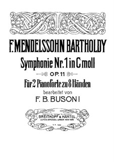 Symphony No.1 in C Minor, Op.11: Version for two pianos eight hands – piano II part by Felix Mendelssohn-Bartholdy