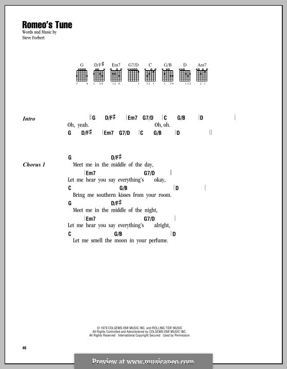 Romeo's Tune: Lyrics and chords by Steve Forbert