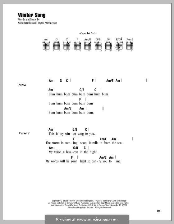 Download Winter Song By I Michaelson Sheet Music On Musicaneo