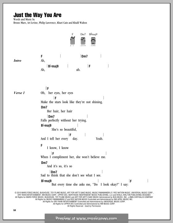 Instrumental version: For ukulele by Ari Levine, Khalil Walton, Khari Cain, Bruno Mars, Philip Lawrence