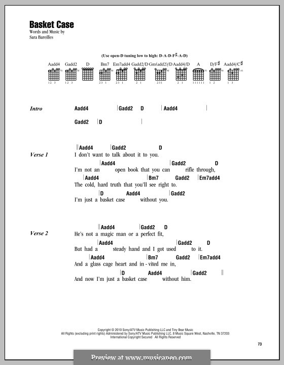 Basket Case: Lyrics and chords by Sara Bareilles