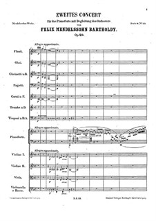 Concerto for Piano and Orchestra No.2 in D Minor, Op.40: Full score by Felix Mendelssohn-Bartholdy