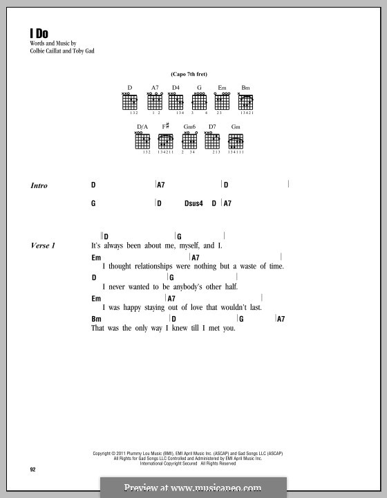 I Do: Lyrics and chords by Colbie Caillat, Tobias Gad