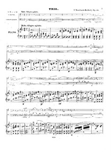 Piano Trio No.1 in D Minor, Op.49: Full score, parts by Felix Mendelssohn-Bartholdy