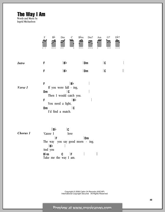 The Way I Am: For ukulele by Ingrid Michaelson