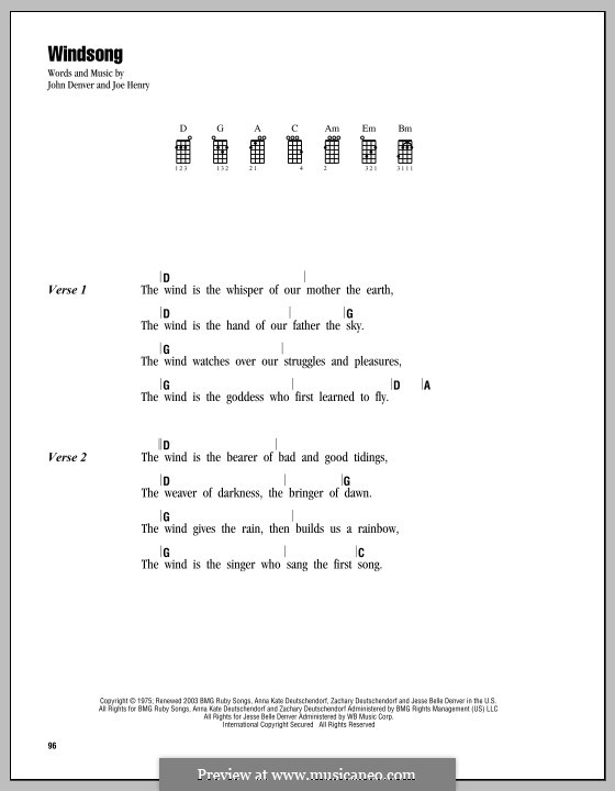 Windsong: For ukulele by Joe Henry, John Denver