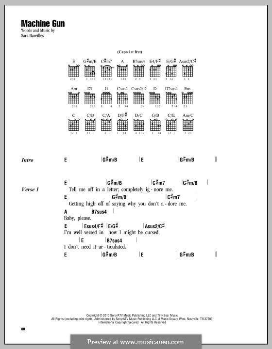 Machine Gun by S. Bareilles sheet music on MusicaNeo