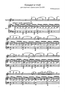 Concerto for Violin and Orchestra in E Minor, Op.64: Version for violin and piano by Felix Mendelssohn-Bartholdy