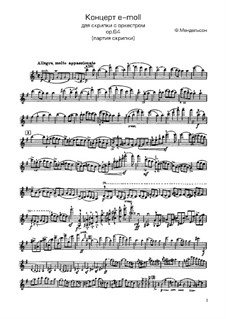 Concerto for Violin and Orchestra in E Minor, Op.64: Version for violin and piano – violin part by Felix Mendelssohn-Bartholdy