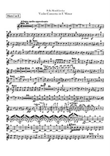 Concerto for Violin and Orchestra in E Minor, Op.64: Horns parts by Felix Mendelssohn-Bartholdy