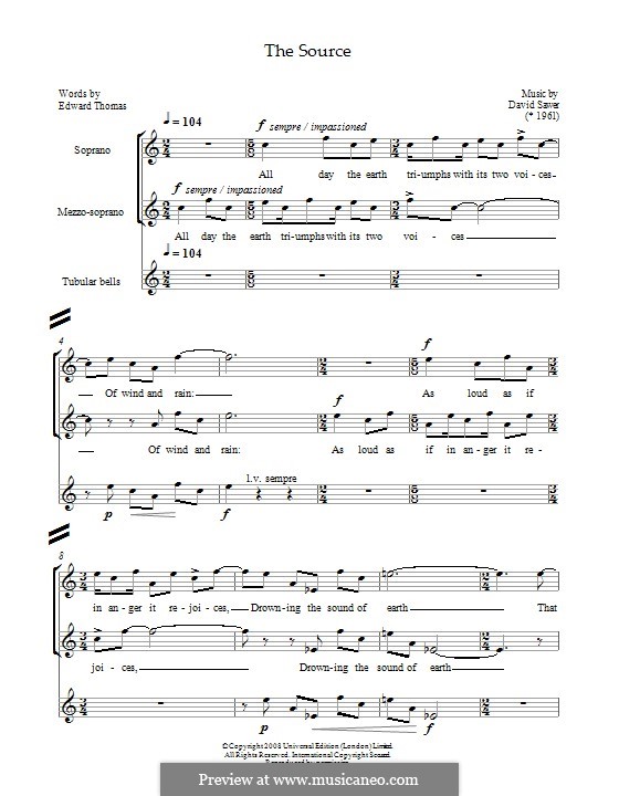 The Source: For soprano, mezzo-soprano and tubular bells by David Sawer