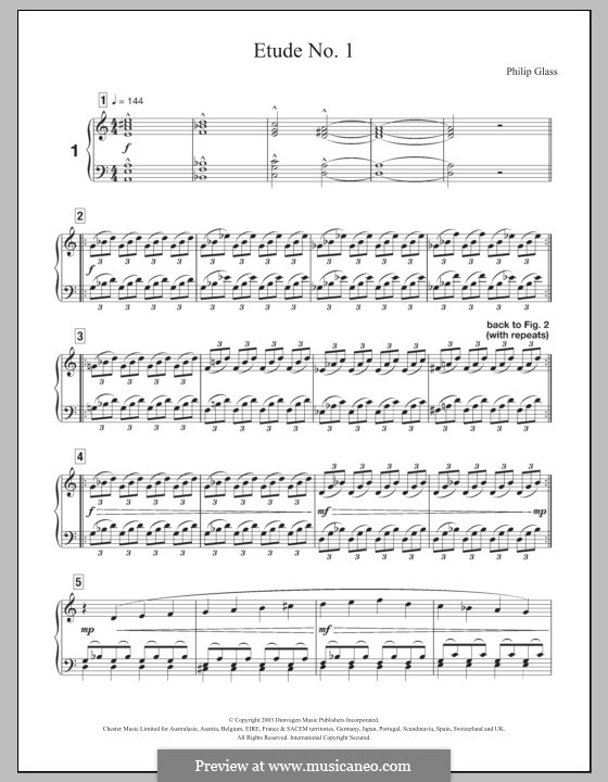 Etude No 1 By P Glass Sheet Music On Musicaneo