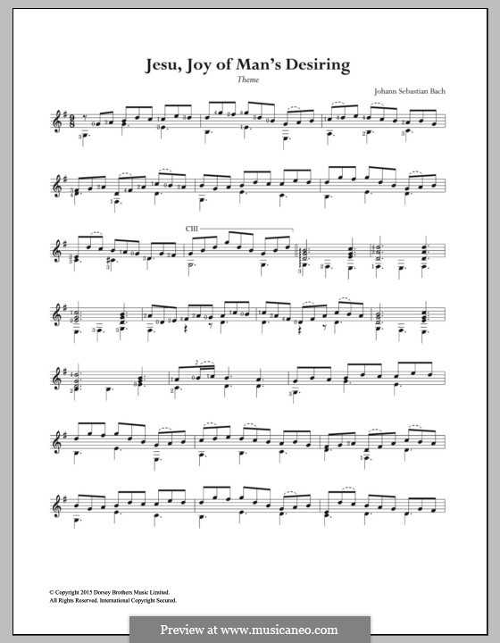Jesu, Joy of Man's Desiring (Printable Scores): For guitar by Johann Sebastian Bach