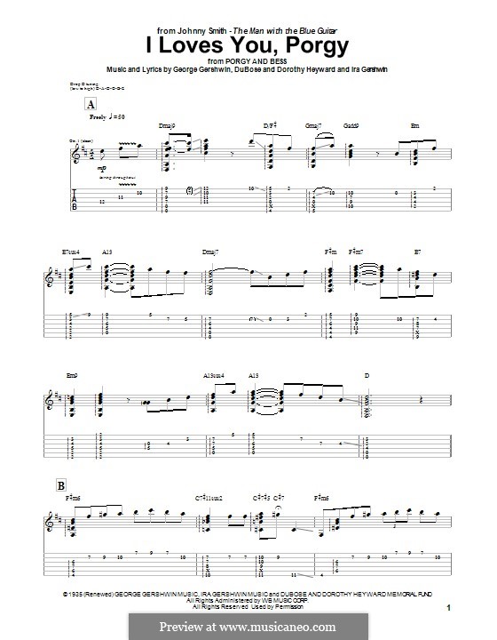 I Loves You, Porgy: For guitar (Johnny Smith) by George Gershwin