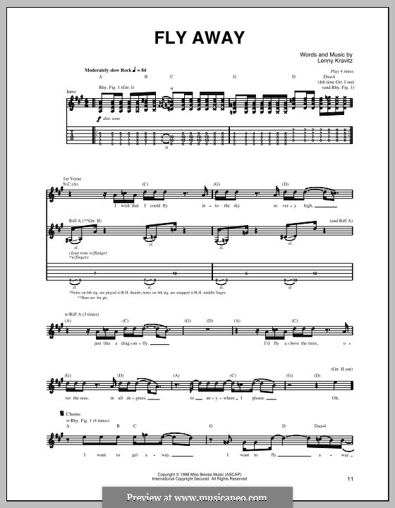 Fly Away: For guitar with tab by Lenny Kravitz