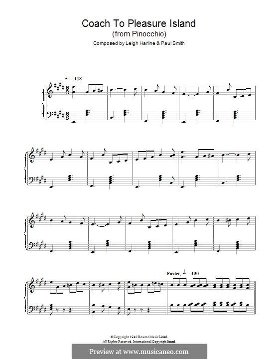 Pinocchio (Coach To Pleasure Island): For piano by Leigh Harline, Paul Smith