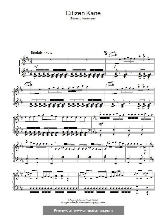 Citizen Kane (Overture): For piano by Bernard Herrmann