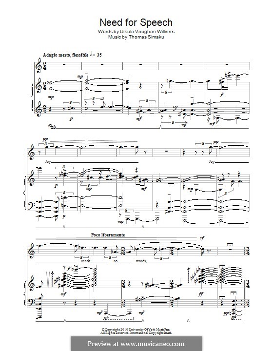 Need for Speech: For voice and piano by Thomas Simaku