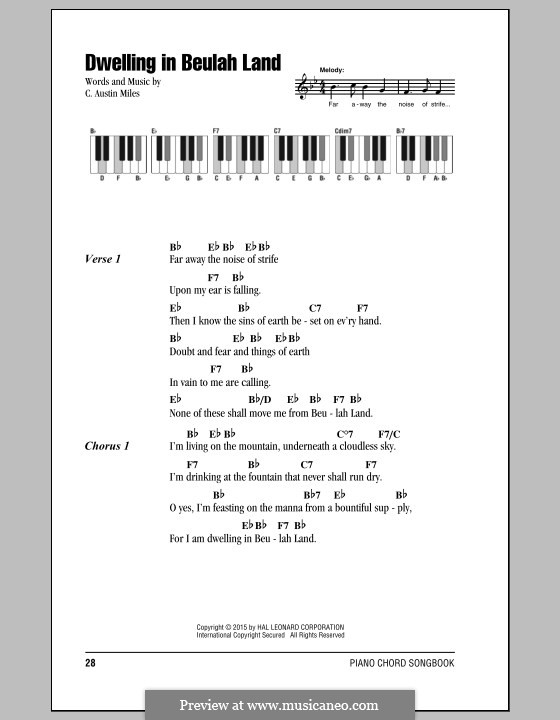 Dwelling in Beulah Land: Lyrics and chords by Charles Austin Miles