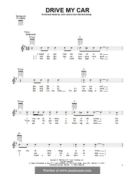 Drive My Car (The Beatles): For guitar with tab by John Lennon, Paul McCartney