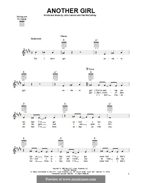 Another Girl (The Beatles): For guitar with tab by John Lennon, Paul McCartney