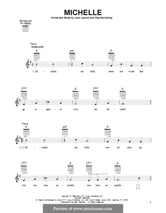 Michelle (The Beatles), for One Instrument: For guitar with tab by John Lennon, Paul McCartney