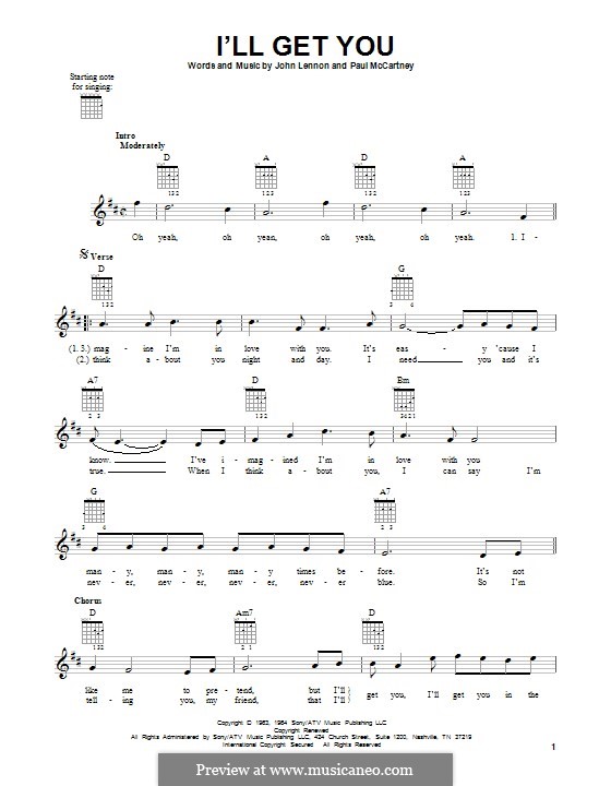 I'll Get You (The Beatles): For guitar with tab by John Lennon, Paul McCartney