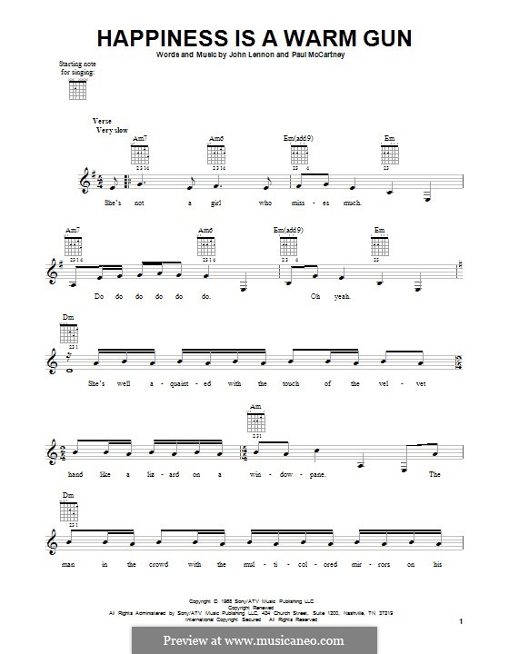 Happiness is a Warm Gun (The Beatles): For guitar with tab by John Lennon, Paul McCartney