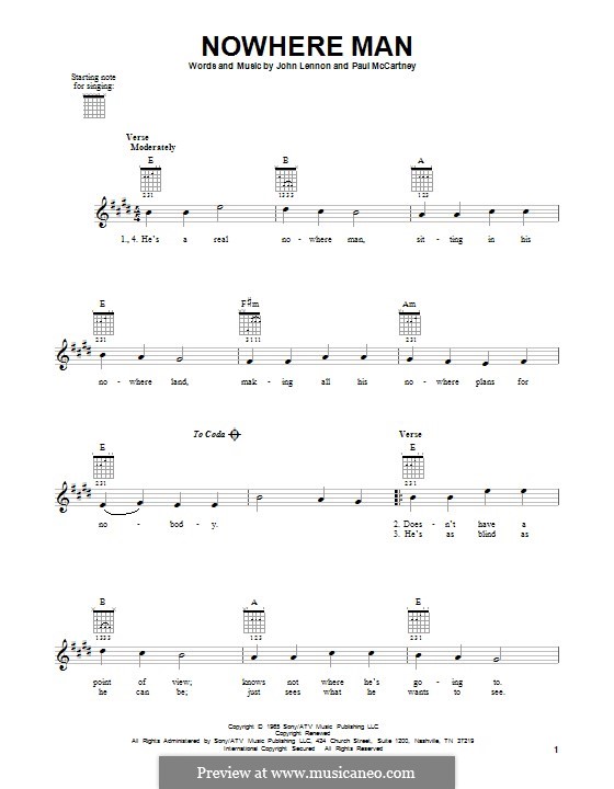 Nowhere Man (The Beatles): For guitar with tab by John Lennon, Paul McCartney