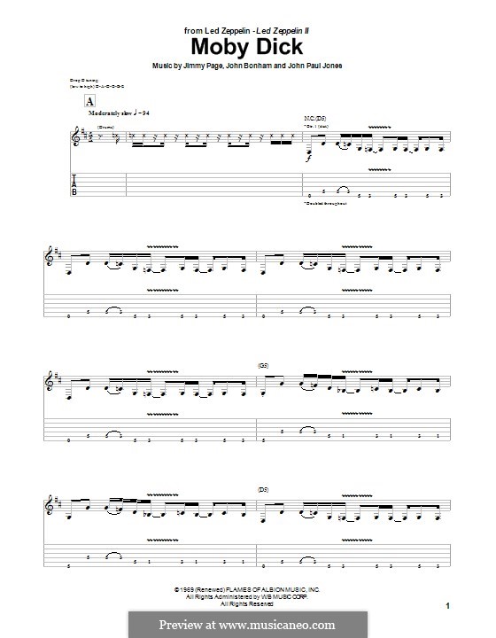 Moby Dick (Led Zeppelin): For guitar with tab by John Paul Jones, Jimmy Page, John Bonham