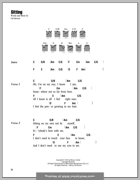 Sitting: Lyrics and chords by Cat Stevens