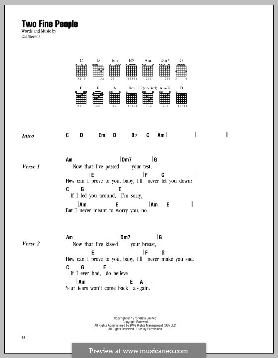 Two Fine People: Lyrics and chords by Cat Stevens