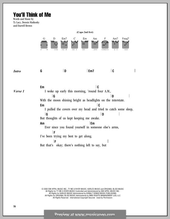 You'll Think of Me by D. Brown, D. Matkosky, T. Lacy on MusicaNeo