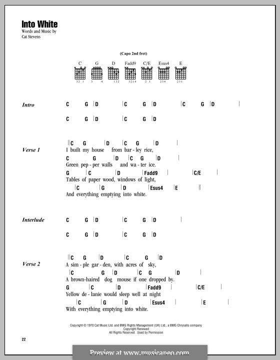 Into White: Lyrics and chords by Cat Stevens