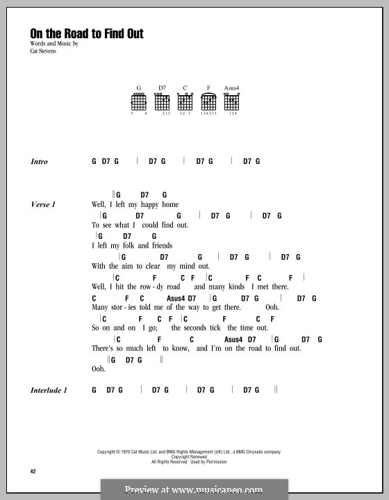 On the Road to Find Out by C. Stevens sheet music on MusicaNeo