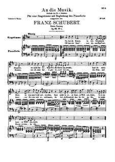 An die Musik (To Music), D.547 Op.88 No.4: For high voice and piano. Second redaction by Franz Schubert