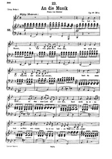 An die Musik (To Music), D.547 Op.88 No.4: For low voice and piano by Franz Schubert