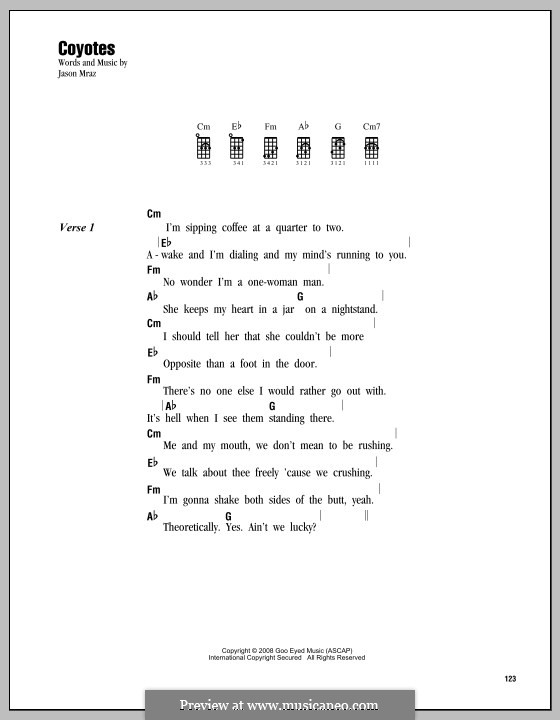 Coyotes: For ukulele by Jason Mraz