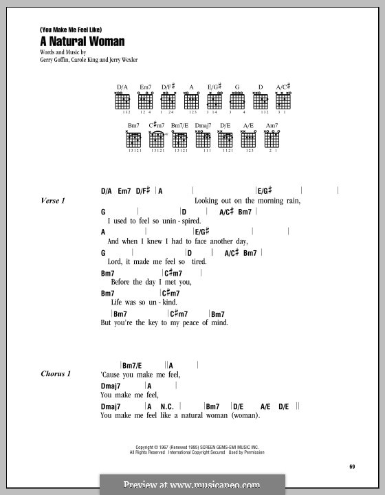 (You Make Me Feel Like) A Natural Woman (Aretha Franklin): Lyrics and chords by Carole King, Gerry Goffin, Jerry Wexler