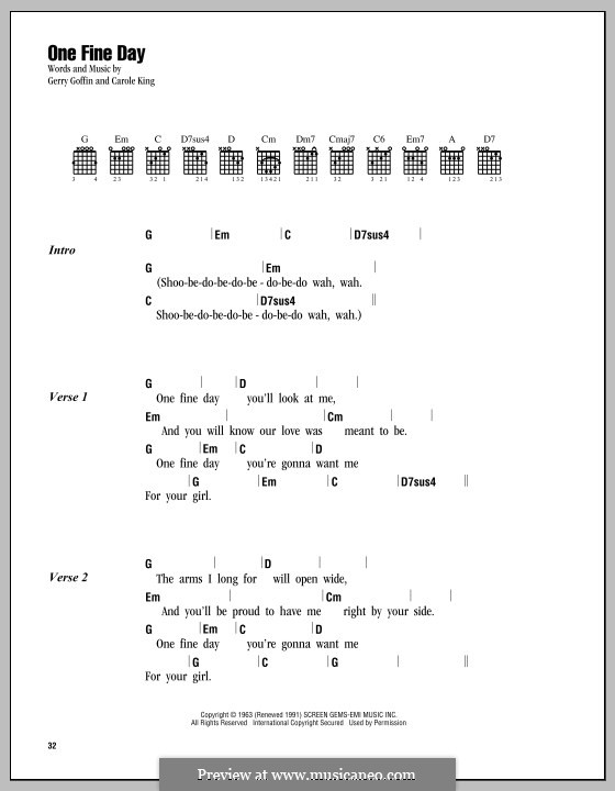 One Fine Day (Rita Coolidge): Lyrics and chords by Carole King, Gerry Goffin