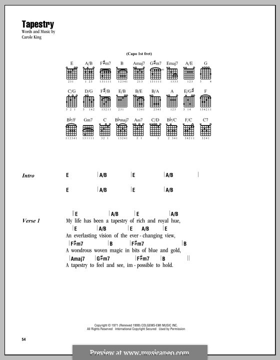 Tapestry: Lyrics and chords by Carole King