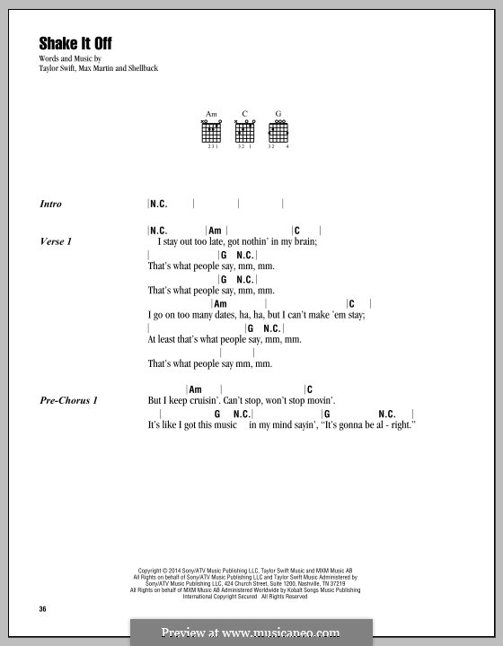 Printable Shake It Off Lyrics