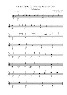 What Shall We Do with the Drunken Sailor: For guitar solo (A minor) by folklore
